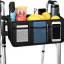 Upgrade Dotday Walker Basket Walker Bag Water Cup Holder, Foldable Walker Storage Bag with Big Capacity & Never Tipping Over, Best Gift for Family - Black (Not Fit Rollator Walkers)