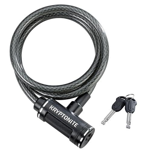Kryptonite Parkview Bike Lock Cable, 6ft. x 12mm Braided Steel Cable Anti-Theft Security Bicycle Lock with Keys for Outdoor Equipment, Bicycles, Scooters, Fence, Gate, Black
