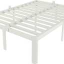 White Full Size Bed Frame 16 Inch, Metal Full Bed Frame No Box Spring Needed, Heavy Duty Steel Support 3500 LBS, DIY Headboard, Noiseless, Round Corner Legs, Storage Space, Easy Assembly