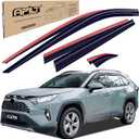 Outside-Mount Rain Guards Window Visors for 2019-2025 Toyota RAV4 Full-Size Wind Vent Deflectors Car Accessories Dark Smoke 6-Piece Set with Thicker and Waterproof Steps