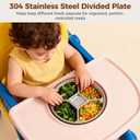 304 Stainless Steel Divided Plate, 8.9 in Five-Compartment Serving Dish, Multipurpose Food Prep Tray, Practical Portion Control Plate, Stackable and Easy to Clean Design