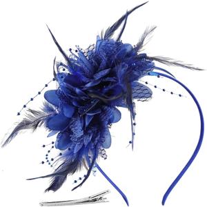 Womens Fascinators Hats with Clip Tea Party Hats for Women, Feather Pearl Veil Headband for Wedding Cocktail Dresses