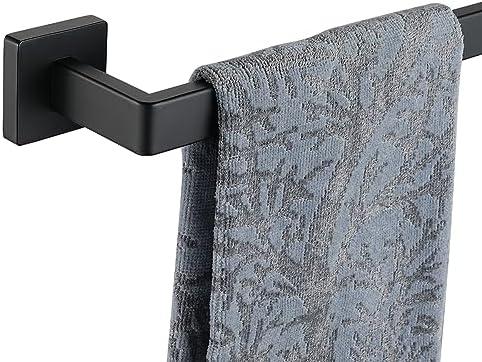 JQK Black Towel Bar, Rounded Edges 20.41 Inch Towel Rack, 304 Stainless Steel Bathroom Wall Mount, Useable Length 18 Inch, TB250L18-PB
