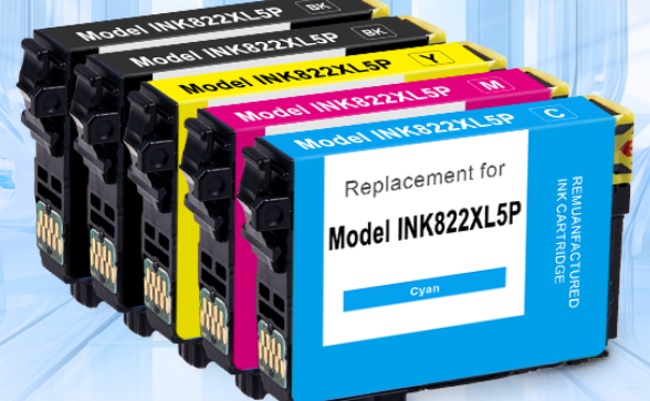 822XL Ink Cartridges Remanufactured Replacement for Epson 822XL Ink Cartridges 822 XL for Epson WF-3820 Printer WF-4820 WF-4830 WF-4833 WF-3823 Printer 5 Pack 822XL