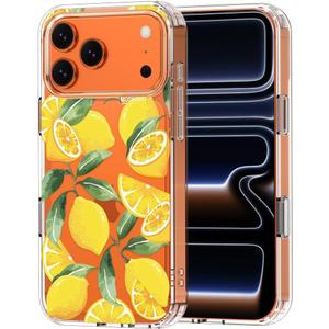 MOSNOVO for iPhone 17 Pro Max Case | Military Grade 6.6ft Drop Tested | Camera Control | Clear with Lemon Design