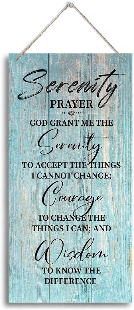 HALUOSI Serenity Prayer Wooden Decor Sign, God Grant Me The Serenity Wall Decor Sign, Hanging Printed Wooden Plaque Decor, Rustic Family Signs for Home Decor, Christian Gift 12x 6inch (A6) (color11)