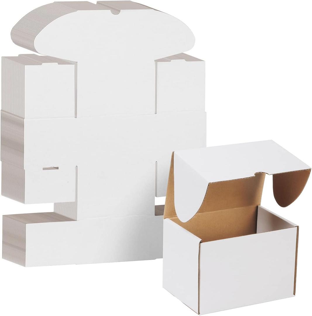 WIFTREY 6x4x4 Shipping Boxes 25 Pack for Small Business, White Small Corrugated Cardboard Boxes for Mailing, Packing, Shipping
