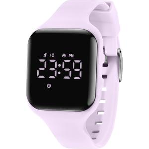 Kids Watches for Girls Boys Digital Sport Watch with Step Counter Pedometer Vibration Alarm Clock, No App Waterproof Fitness Tracker Kids Watch Boys Girls Teens Students Ages 5-16 (008-E-PinkPurple)