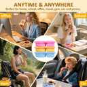 ARTLEO 4 Pack Silicone Snack Containers with Lids, Reusable and Leekproof, 2 Compartment, Sauce Dip Snackle Box Container, to Grab and Go with Prep For Kids, Bpa Free (Yellow Blue)