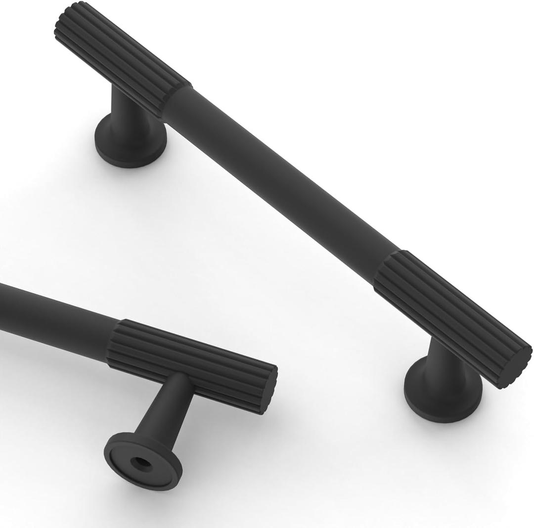 Asidrama 10 Pack 3 Inch(76mm) Matte Black Cabinet pulls Kitchen Cabinet Handles, Cabinet Pulls Kitchen Cabinet Hardware for Cupboard Drawer Pulls (3" Hole Center)