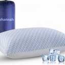 Gehannah Travel Pillow - Large 1 Pack Compressible Camping Pillow for Sleeping - Shredded Memory Foam with 2 Storage Bags - Supportive for Adults, Kids, Outdoor, Backpacking, Hiking Gear (Blue White)