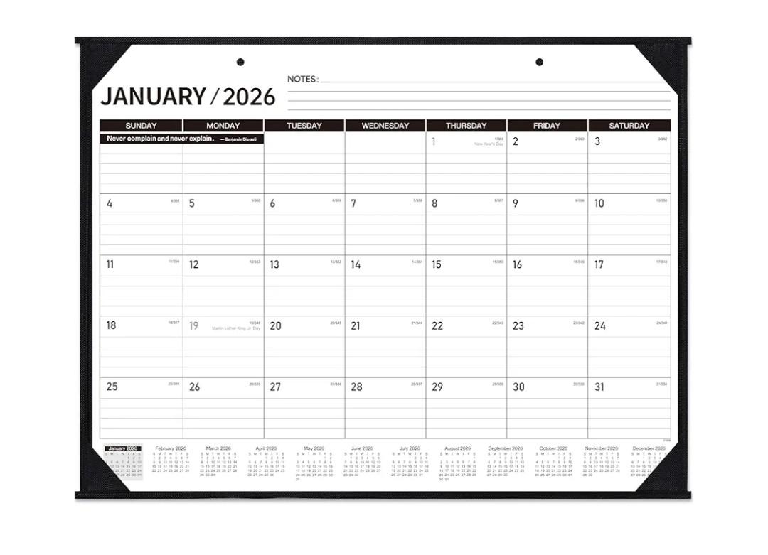 2026 Desk Calendar - JAN. 2026 – DEC. 2026, 22" x 17", Large Desk Calendar 2026, 12 Monthly Desk/Wall Calendar 2-in-1, Corner Protector, Desk Pad, Large Ruled Blocks