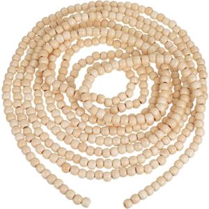 WILLBOND 16 Feet Christmas Wood Bead Garland Wooden Bead Garland for Christmas Tree Holiday Decoration (Wood Color)