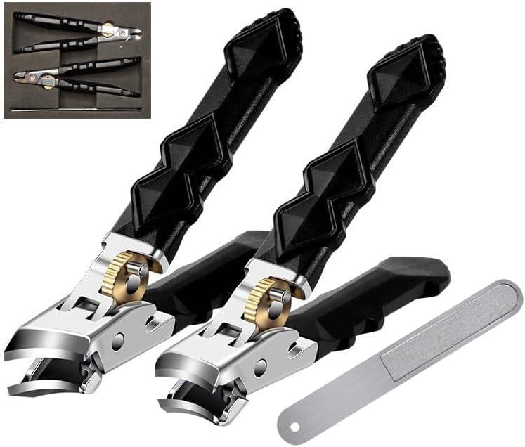 Toe Nail Clippers, Toenail Clippers for Thick Toenails, Wide Jaw Opening 180 Slanted Nail Clippers with Anti-Splash Catcher, Heavy Duty Stainless Steel Toenail Clippers