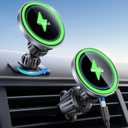 Lamicall 15W Wireless Car Mount Charger - [3-in-1 Upgraded Intelligent Chip] 360 Wireless Car Phone Holder Charger Vent Dashboard Magnetic Car Charger for iPhone 16 Pro Max Silver