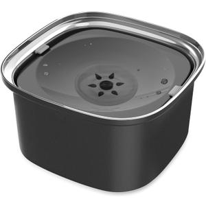 Decflow Stainless Steel Slow Drinking Dog Bowl with Lid - 3L Travel Pet Water Dispenser, Black