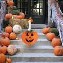 BOXOB 2pcs Halloween Porch Goose Costume, Pumpkin Shaped Porch Goose Outfits Including Clothes Hat Outdoor Patio Yard Lawn Art Decoration for 23in Duck Accessories