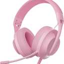 WIRWTRU S30 Gaming Headset with Microphone,198g Lightweight Design, Wired Gaming Headphones for Xbox, Xbox Series X|S, PS5, PS4, Switch, PC, Noise Cancelling Mic, Soft Earmuffs (Pink)