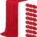 8 Pack Red Cheesecloth Table Runner 20 x 120 inch Gauze Table Runners 10 FT Long,Semi Sheer Boho Cheese Cloth Fabric Table Runner Bulk for Party,Wedding,Baby Shower,Bridal Shower Decoration