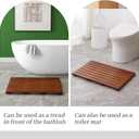 Bamboo Bath Mat for Shower with Non-Slip Rubber,Bathtub Mat,Floor Mat,Shower Mat for Indoor,Outdoor,Spa, Sauna, Pool (Brown, 25.5 * 17 * 1.4 inches)