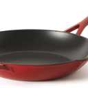 Martha Stewart Gatwick 12 Enameled Cast Iron Skillet, PFAS-Free, Classic Red Exterior with Matte Black Enamel Interior, Rust Resistant, Oven Safe