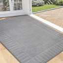BEQHAUSE Door-Mat Non-Slip Front Doormat Low-Profile Entrance Mats for Front Door Entry Resist Dirt Washable Doormat Absorbent Entryway Door Mat, Light Grey,32"x48"