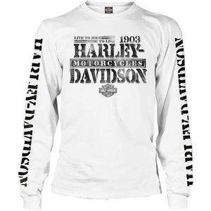 Harley-Davidson Men's Distressed Freedom Fighter Long Sleeve Shirt, White (4XL)