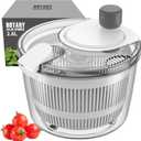 Ourokhome Salad Spinner Lettuce Dryer, Hand-crank Rotary Vegetable Dryer Veggie Washer with Transparent Bowl and Colander for Greens, Herb, Berry, Fruits, Macaroni, 2.8 QT, White