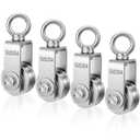 4 Pack Cable Pulley Wheel Stainless Steel Swivel Pulley Block Silence Rotation Traction Wheel for Pulley System Lifting Gym Equipment Clothesline