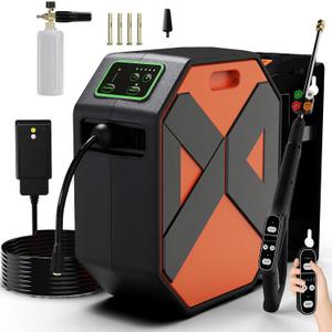 5000PSI Wall Mounted PowerWasher with 4 Quick Connect Nozzles, Foam Cannon for Car, Lane, Patio Cleaning