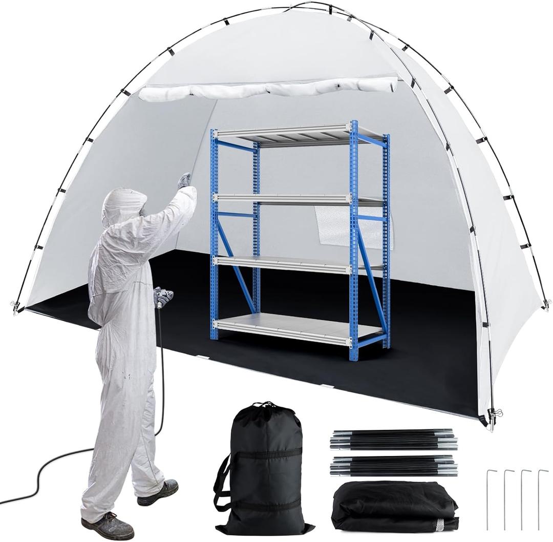 Portable Paint Booth Tent, Siebwin Extra Large 10(L) x6(W) x6.5(H) ft Spray Paint Tent with Built-in Floor & Mesh Screen & Windproof Hooks for Furniture DIY Hobby Tool Spray Paint Shelter
