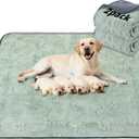 LOOBANI Washable Pee Pads for Dogs: 2 Pack Super Absorbent Reusable Puppy Pads, Leakproof and Waterproof Dog Training Pads Whelping Pads for Potty, Floor, Crate, Couch, Bed and Travel, 48"x48" (Green Dog Element)