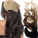 HBselect 4PCS Bandanas for Women Boho Head Bands Tie-Back Triangle Head Scarf Head Kerchief for Girls with 2 Snap Hair Pins (Black, Beige, Khaki, Brown)