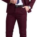 YFFUSHI Men's Slim Fit 2 Piece Suit Solid One Button Casual Formal Wedding Blazer Jacket Pants Set (Red, M)