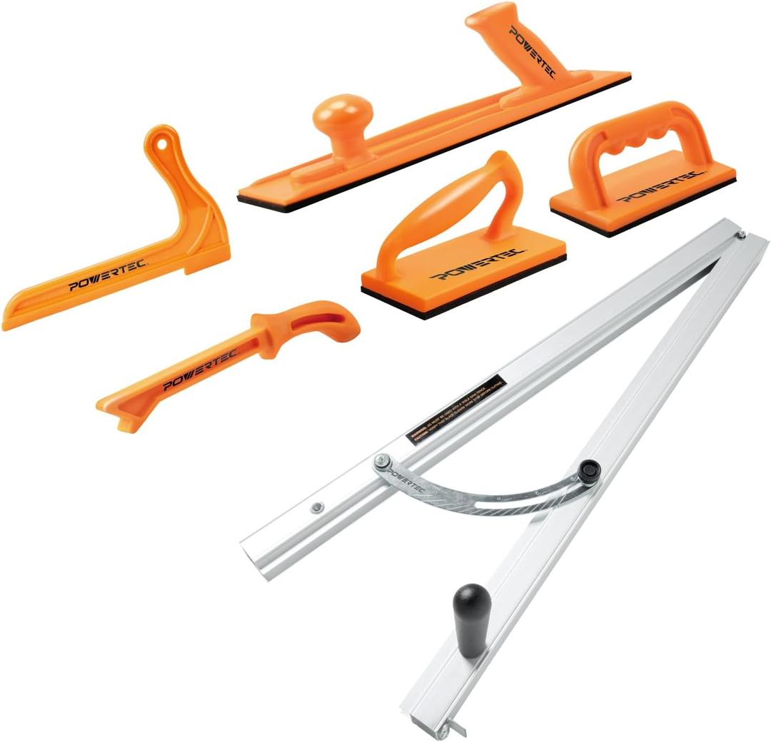 POWERTEC Table Saw Safety Accessories 6Pcs Set - Table Saw Push Block, Push Stick & Taper Jig - Wood Workng Tools and Safey Accessories for Router Table, Bandsaw & Jointer (71785)