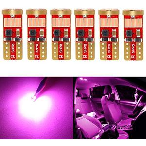 PHINLION 194 LED Bulb Super Bright Purple Pink 4014 Chipsets Wedge 168 2825 2827 T10 LED Replacement Bulbs for Car Interior Dome Map Reading Door Courtesy Trunk License Plate Lights, Pack of 6