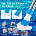 Handheld Pool Vacuum, Cordless Rechargeable Cleaner with Replaceable Brush Head, Powerful Suction, with Telescopic Poles, Ideal for Spas, Hot Tubs, Above-Ground Pools
