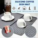 Silicone Coffee Mat 24" x 16", Heat Resistant Non Slip Leak Proof with Concave Convex Design & Detachable Drying Layer, Coffee Bar Mat for Espresso Machine, Coffee Maker Countertops (Gray)