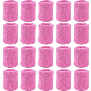 10 Pairs Sports Wristbands, Wrist Sweatbands for Men & Women, Stretchy & Sweat Absorbing Cotton Terry,Perfect for Basketball, Football, Tennis, Soccer, Running & Working Out (Pink)