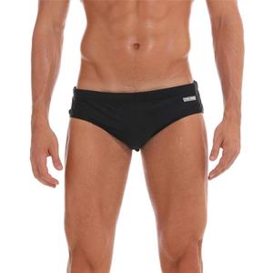 Arcweg Men's Swimming Trunks Briefs Low Waist with Removable Pad Swimwear Elastic Beach Shorts Boxers Underwear (Medium, Black)