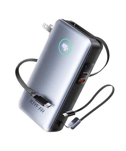 JOYFAR Portable Charger Power Bank - Travel Essentials Laptop Battery Pack 65W AC Plug GaN 25000mAh Built in Cable USB C Phone Fast Charging Compatible with iPhone 16 15 14 13 12 iPad MacBook Samsung