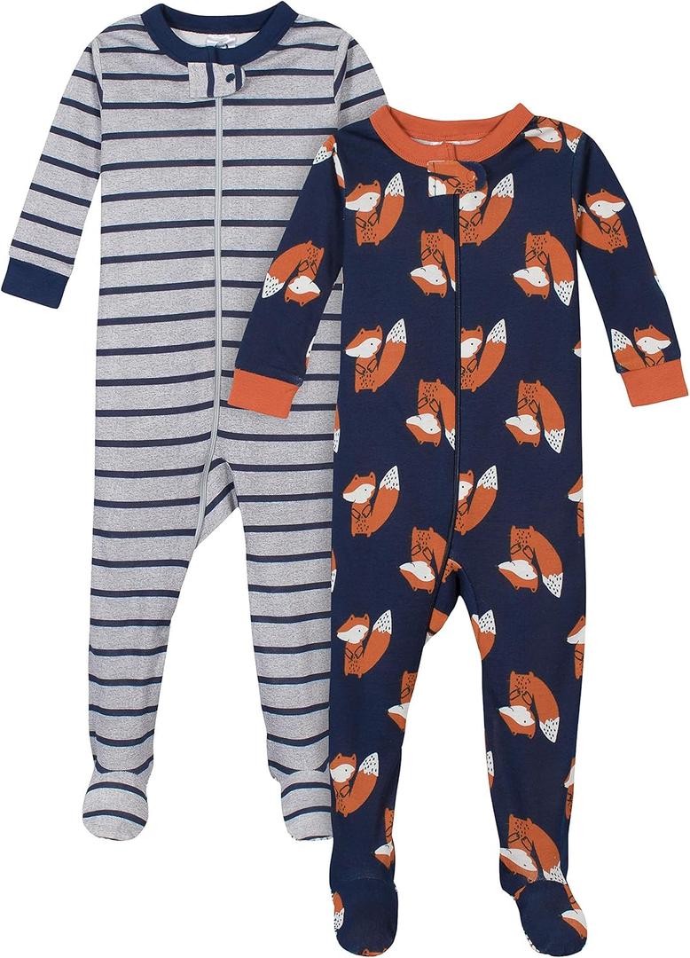2-Pack Baby & Toddler Boys Camo Snug Fit Footed Cotton Pajamas (18 Months, Fox Grey)