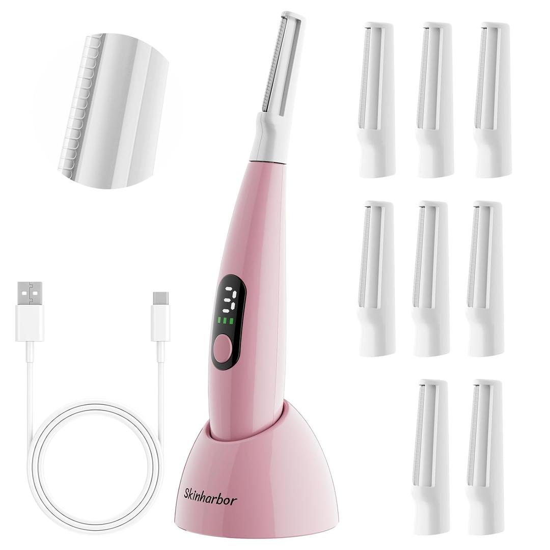 Sonic Dermaplane Razor for Women Face,WomenS Facial Exfoliation & Peach Fuzz Hair Removal System,Anti-Aging3 Speeds8 Dermaplaning BladesRechargeable,Sonic Dermaplaning Tool (Pink)
