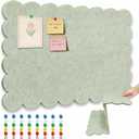 36 x 24 Inch Scalloped Felt Bulletin Board, Foldable Trifold Pin Board, Self-Adhesive Cork Board Alternative for Wall, Decorative Vision Board & Photo Display (Green)