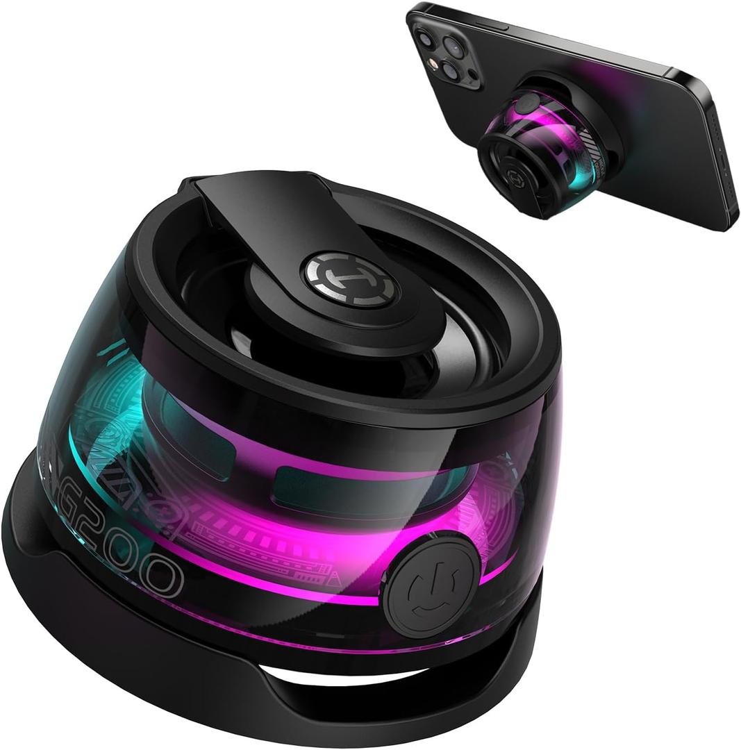 Edifier G200 2-in-1 Magnetic Cell Phone Stand Bluetooth Speaker for iPhone, Android & Anything Metal - Small/Portable/Multifunctional with RGB Lights & Strong Magnetic Strength - Ideal Gift