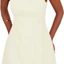 PRETTYGARDEN Womens Formal Short Dresses 2025 Summer Sleeveless Boat Neck A Line Elegant Mini Cocktail Party Dress (Medium, Beige)
