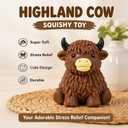 Highland Cow Squishies Fidget Toy, Soft Slow Rising Stress Relief Squeeze Toy, Cute Glitter Sensory Desk Decor for Adults, Anxiety Relief Squishy Cow Toy for Home Office Decoration