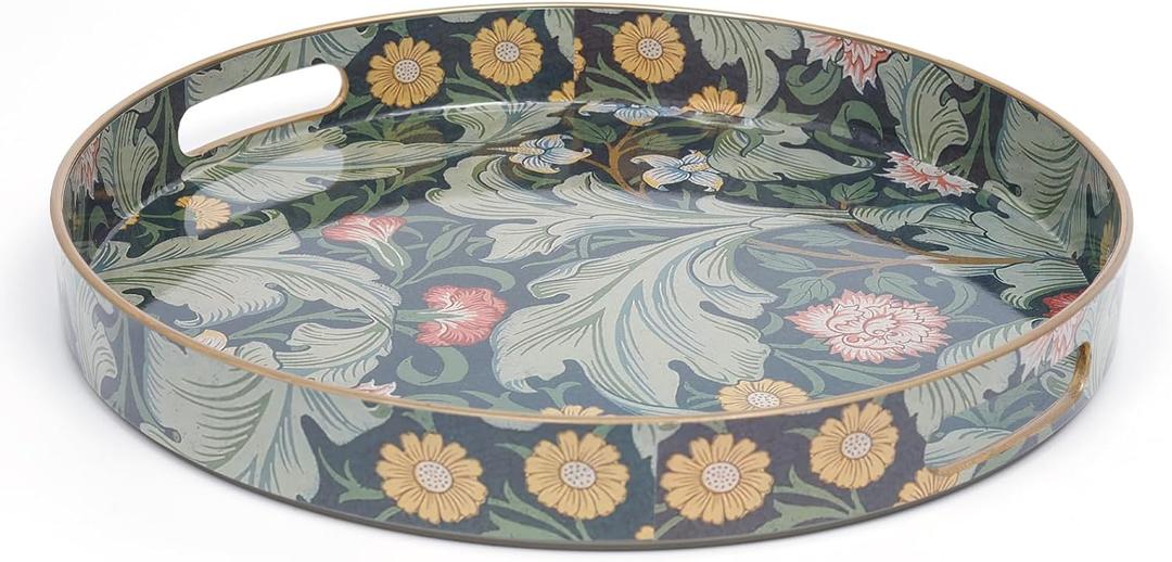 AGIOTA Round Coffee Table Trays, Serving Tray with Handles for Ottoman Coffee Table, Large Tray for Living Room Modern, 13"