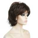 Lydell Short Layered Shaggy Wavy Full Synthetic Wigs (Light Chestnut Brown)