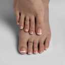 BTArtbox Press on Toenails Short, White French Tips Press on Toe Nails Square, Light Weight & Fit Perfectly Glazed Glue On Toenails with Glue, Fake Toe nails in 16 Sizes- 32 Kit, Hope Hope
